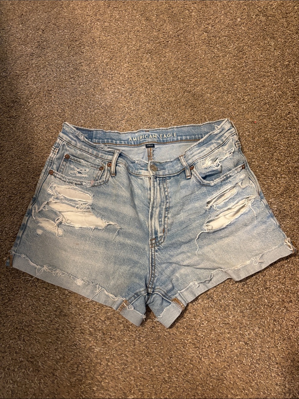 American Eagle Outfitters Light Wash Distressed Denim Shorts